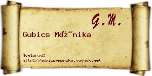 Gubics Mónika névjegykártya